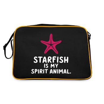 Seesterne sind mein Lebensgeist Lustiger Tiefsee-Humor - Retro Tasche - Schwarz/Gold - Hinten