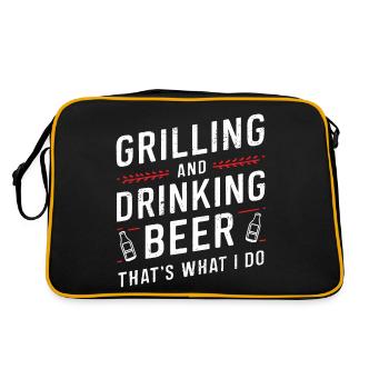Grill and Beer BBQ Dad Funny Barbecue Alcohol - Retro Bag - black/gold - Back