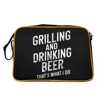 Grill and Beer BBQ Dad Funny Barbecue Alcohol - Retro Bag - black/gold - Back