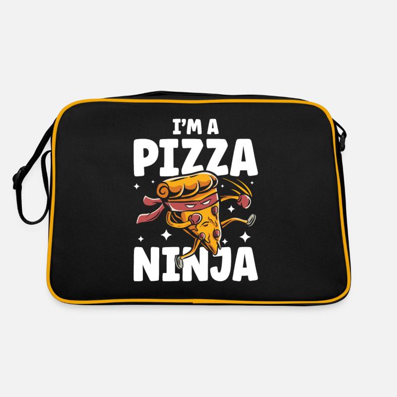 I'm A Pizza Ninja - Retro Tasche - Schwarz/Gold