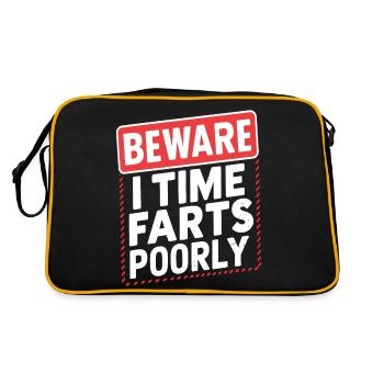Hüte dich vor der Zeit furze schlecht Lustig Furz Humor - Retro Tasche - Schwarz/Gold - Hinten