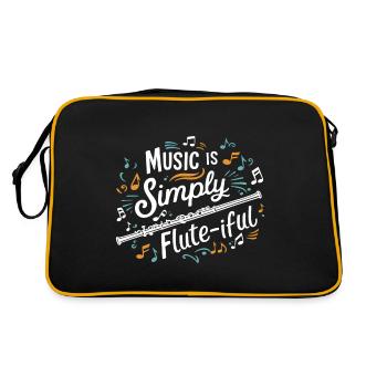Drôle Flûte jeu de mots Instrument Flûte transversale Musique - Sac Retro - noir/or - Dos