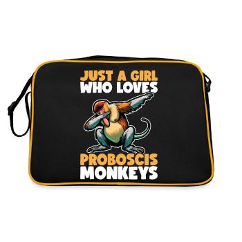 Proboscis Monkey Dabbing Monkey Gift Monkeys - Retro Bag - black/gold - Back