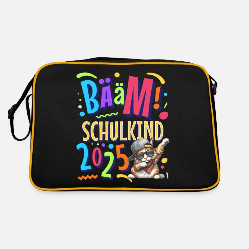 Bääm Schulkind 2025 Dabbing Katze Retro Tasche