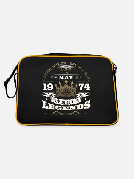 Original May 1974 Vintage 1974 Birthday 1974 - Retro Bag - black/gold