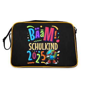 Bääm Schulkind 2025 - Retro Tasche - Schwarz/Gold - Hinten