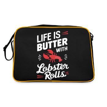 Lustige Hummerrolle Wortspiel Meeresfrüchte Maine Food-Liebhaber - Retro Tasche - Schwarz/Gold - Hinten