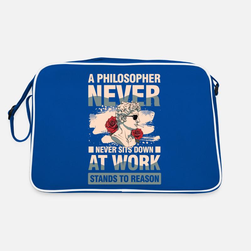 A Philosopher Never Sits Down at Work Retro Tasche