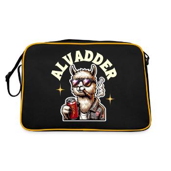 Alvadder Alpaka Papa Vater Vatertag - Retro Tasche - Schwarz/Gold - Hinten