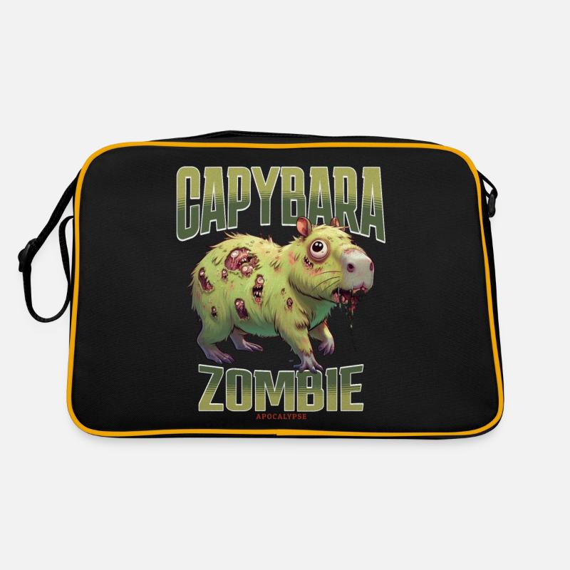 Capybara Zombie - Retro Tasche - Schwarz/Gold