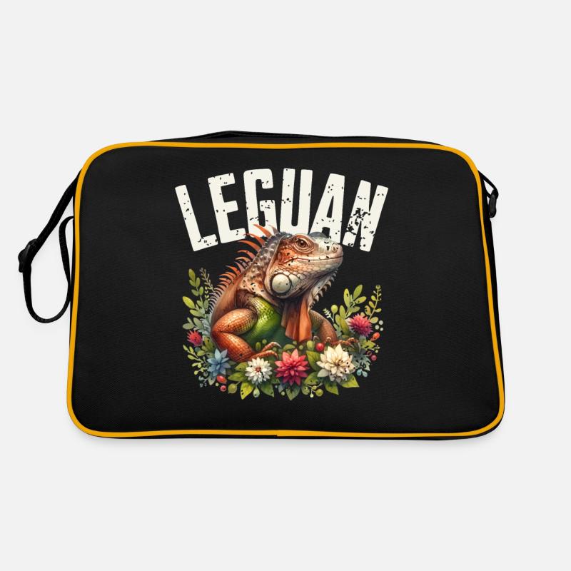 Leguan - Retro Tasche - Schwarz/Gold
