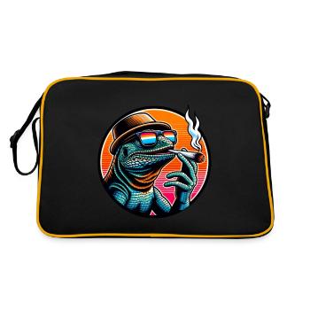 Echse Kiffen Leguan - Retro Tasche - Schwarz/Gold - Hinten