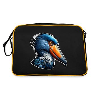 Schuhschnabel Storch Geschenk Schuhschnabel Störche Vogel - Retro Tasche - Schwarz/Gold - Hinten