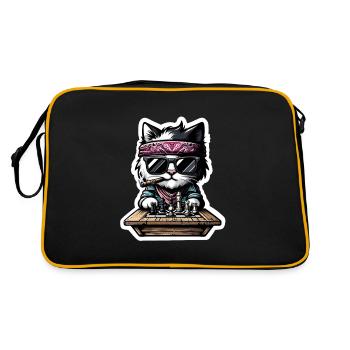 Schach Katze - Retro Tasche - Schwarz/Gold - Hinten