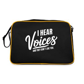 I hear Voices and they dont like you Humor Quote G - Retro Bag - black/gold - Back