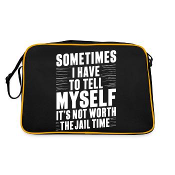 I have to tell myself it's not worth the jail time - Retro Bag - black/gold - Back