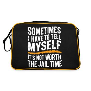 I have to tell myself it's not worth the jail time - Retro Bag - black/gold - Back