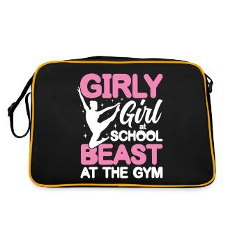 Girly Girl At School Beast At The Gym - Retro Tasche - Schwarz/Gold - Hinten