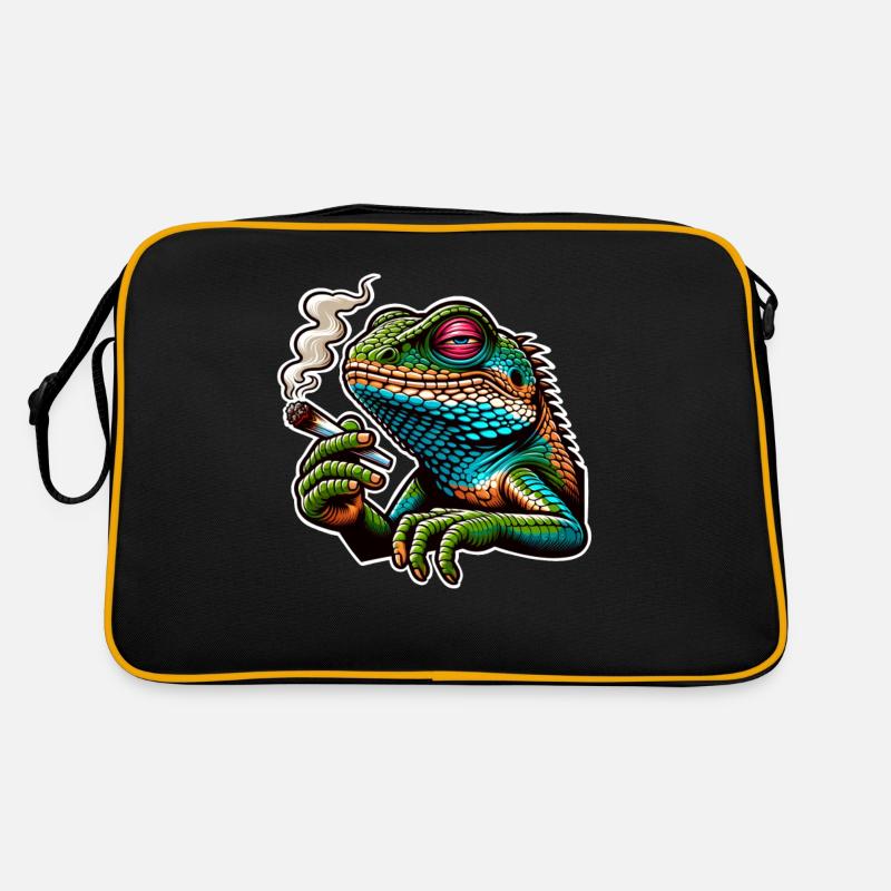 Kiffen Cannabis Echse Retro Tasche