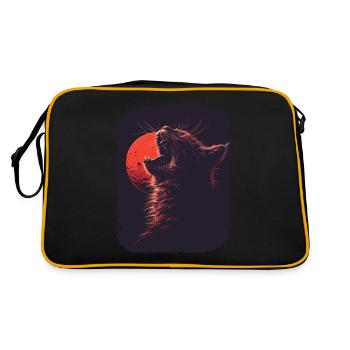 Bezaubernde Katzen mit Mond für alle - Retro Tasche - Schwarz/Gold - Hinten
