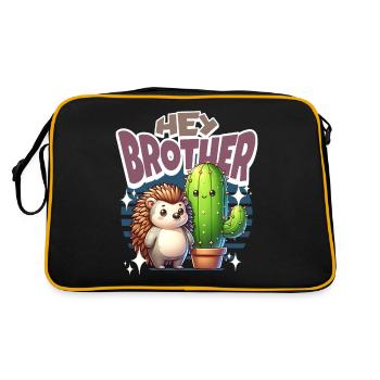 Hedgehog Cactus Hey Brother - Retro Bag - black/gold - Back