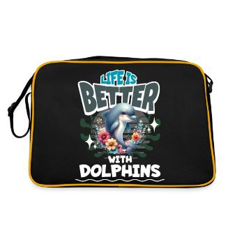 Delfin - Retro Tasche - Schwarz/Gold - Hinten