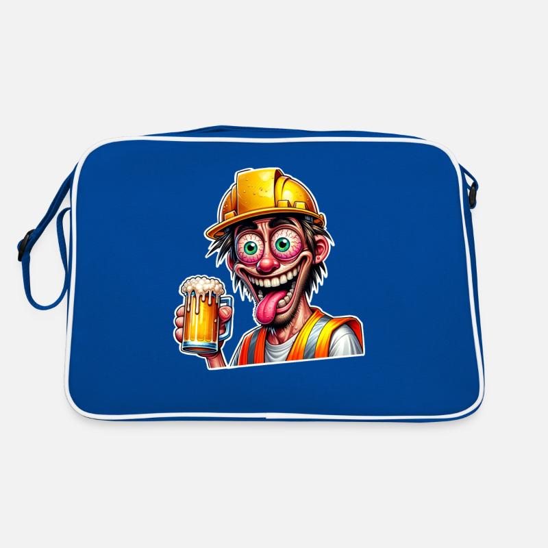 Construction Worker Beer Drunk Funny Retro Bag