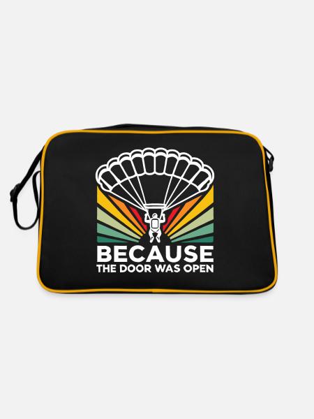 Parce que la porte était ouverte Parachutisme drôle - Sac Retro - noir/or - Dos