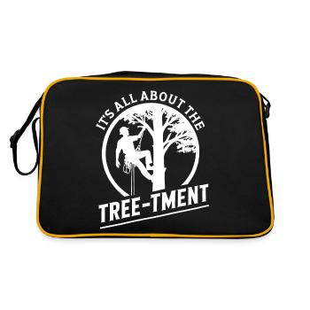 Es dreht sich alles um das Baumstamm Lustiges Baumpfleger-Wortspiel - Retro Tasche - Schwarz/Gold - Hinten