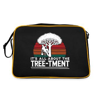 Es dreht sich alles um das Baumstamm Lustiges Baumpfleger-Wortspiel - Retro Tasche - Schwarz/Gold - Hinten
