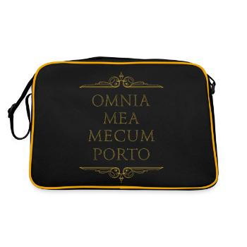 Omnia Mea Mecum Porto Lateinisch Römisch Cicero Philsoph - Retro Tasche - Schwarz/Gold - Hinten