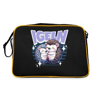 Igel Kuscheln Igeln - Retro Tasche - Schwarz/Gold - Hinten