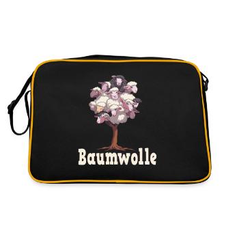 Baumwolle Schafe für einen Schafliebhaber - Retro Tasche - Schwarz/Gold - Hinten