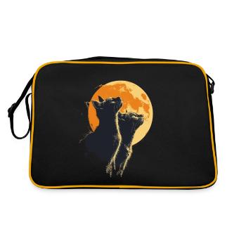 Bezaubernde Katzen mit Mond für alle - Retro Tasche - Schwarz/Gold - Hinten