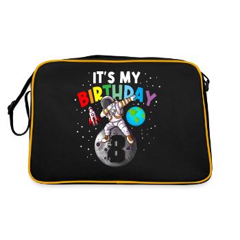 8. Geburtstag auf dem Mond Kinder It’s my Birthday - Retro Tasche - Schwarz/Gold - Hinten