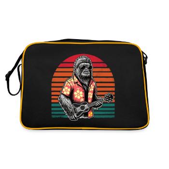 Sasquatch Bigfoot Ukulélé Hawaii Sunset Vintage Me - Sac Retro - noir/or - Dos
