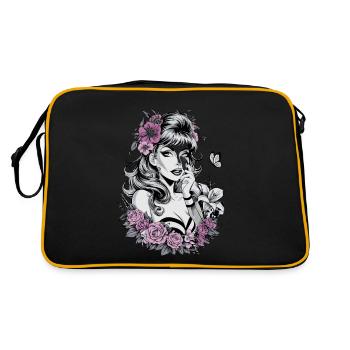Floristin für eine Floristin - Retro Tasche - Schwarz/Gold - Hinten