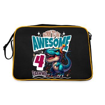 T Rex Dinosaure 4ème Anniversaire Enfants Anniversaire - Sac Retro - noir/or - Dos