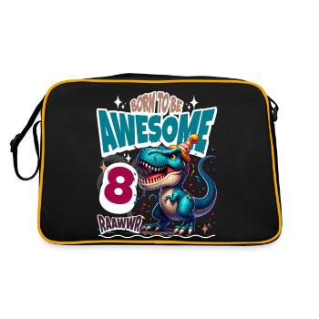 T Rex Dinosaure 8e anniversaire Enfants Anniversaire - Sac Retro - noir/or - Dos
