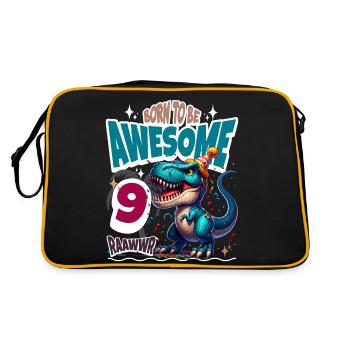 T Rex Dinosaure 9e anniversaire Enfants Anniversaire - Sac Retro - noir/or - Dos