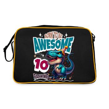 T Rex Dinosaure 10e anniversaire Enfants Anniversaire - Sac Retro - noir/or - Dos