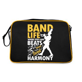 Band Life Steps and Beats Make Harmony - Retro Tasche - Schwarz/Gold - Hinten