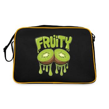 Fruchtig Orangen für einen Kiwi Liebhaber - Retro Tasche - Schwarz/Gold - Hinten