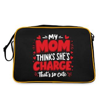 Meine Mutter denkt, sie hat das Sagen Das ist so süß Lustig - Retro Tasche - Schwarz/Gold - Hinten