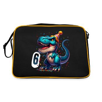 T Rex Dinosaure 6ème Anniversaire Enfants Anniversaire - Sac Retro - noir/or - Dos