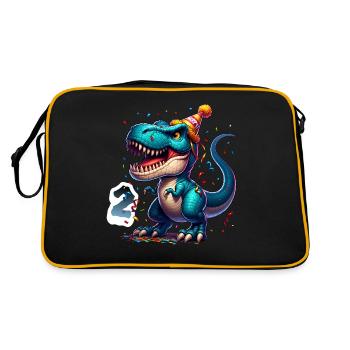 T Rex Dinosaure 2ème Anniversaire Enfants Anniversaire - Sac Retro - noir/or - Dos