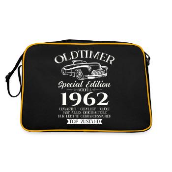 Oldtimer 1962 Jahrgang 1962 62. Geburtstag 1962 - Retro Tasche - Schwarz/Gold - Hinten