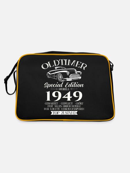 75. Geburtstag Oldtimer 1949 Jahrgang 1949 - Retro Tasche - Schwarz/Gold - Hinten