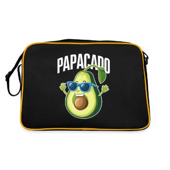 Papacado Spaß Avocado Cartoon Charakter - Retro Tasche - Schwarz/Gold - Hinten