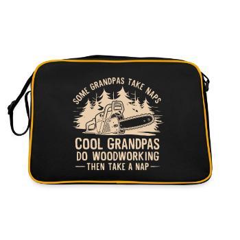 Manche Opas machen ein Nickerchen Coole Opas machen Holzarbeiteni - Retro Tasche - Schwarz/Gold - Hinten